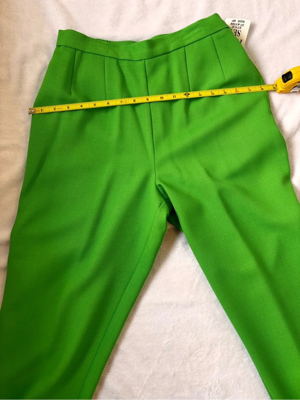 VTG Koret 3 Piece Pantsuit Set Green White Tweed 8P NWT Deadstock Matching Set